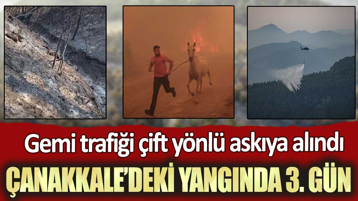 Çanakkale’deki yangında 3. gün: Gemi trafiği çift yönlü askıya alındı