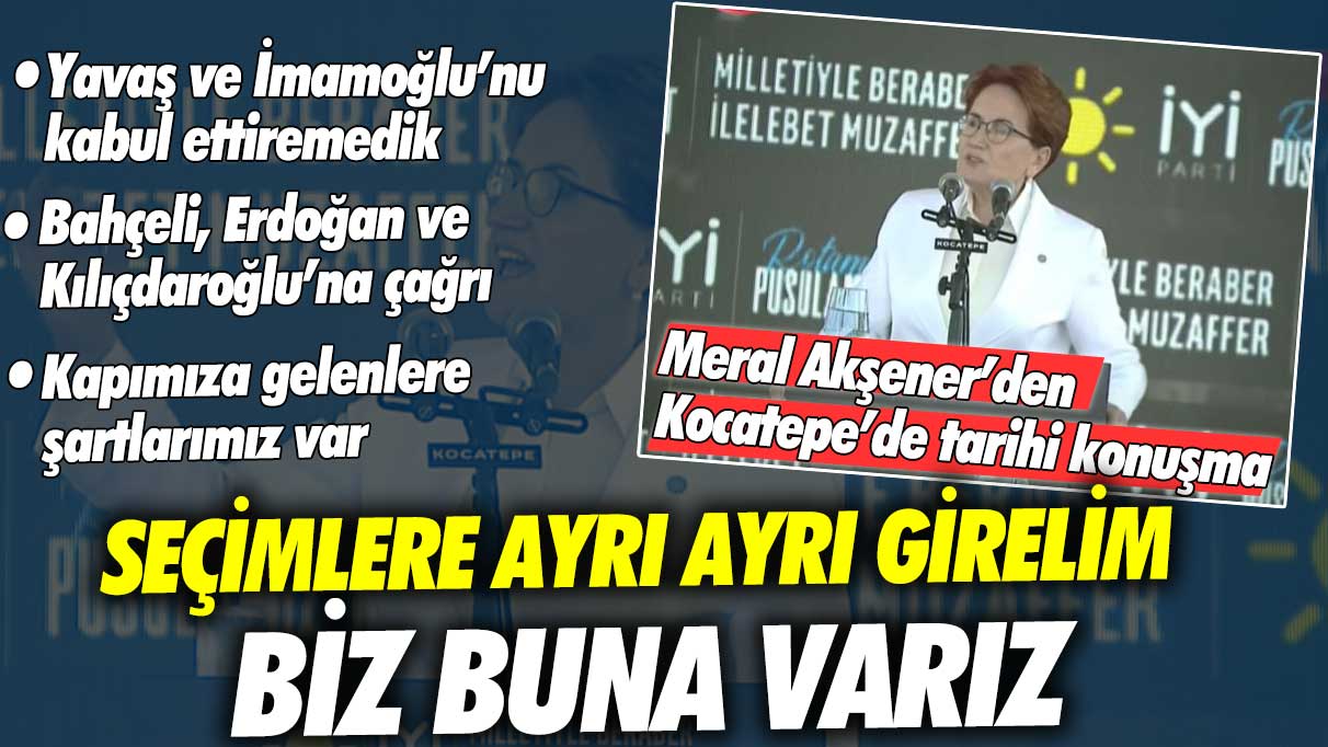 Meral Akşener'den Kocatepe'de tarihi konuşma: Seçimlere ayrı ayrı girelim, biz varız