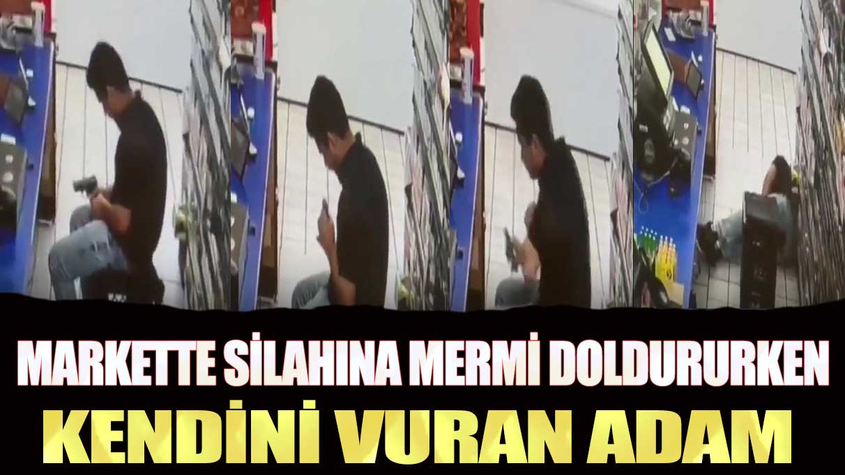 Markette silahına mermi doldururken kendini vuran adam