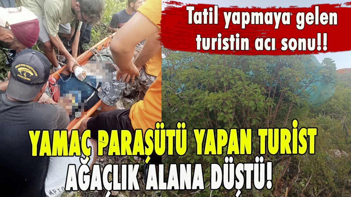 Yamaç paraşütü ağaçlık alana düştü!