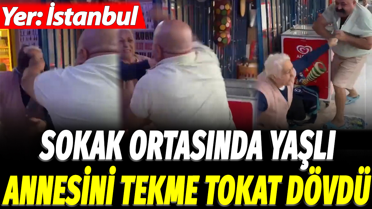 İstanbul'da sokak ortasında yaşlı annesini tekme tokat dövdü