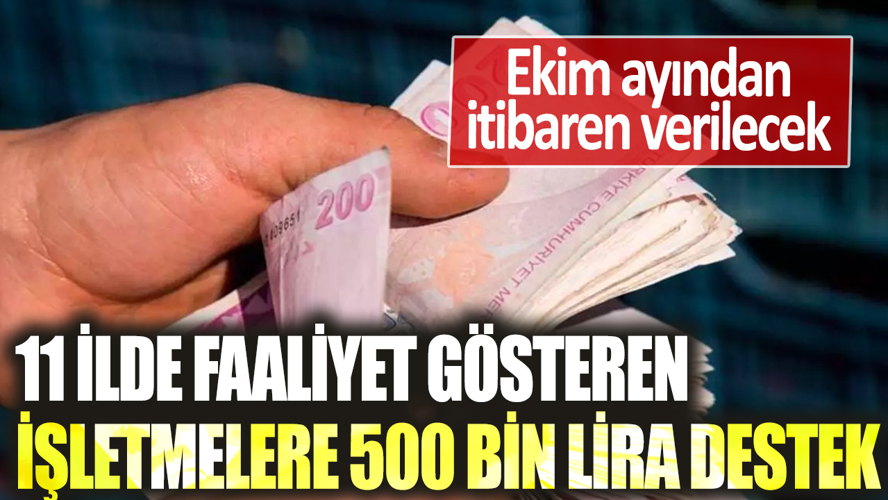 Ekim ayından itibaren verilecek! Bu 11 şehirde bulunan işletmelere 500 bin lira destek