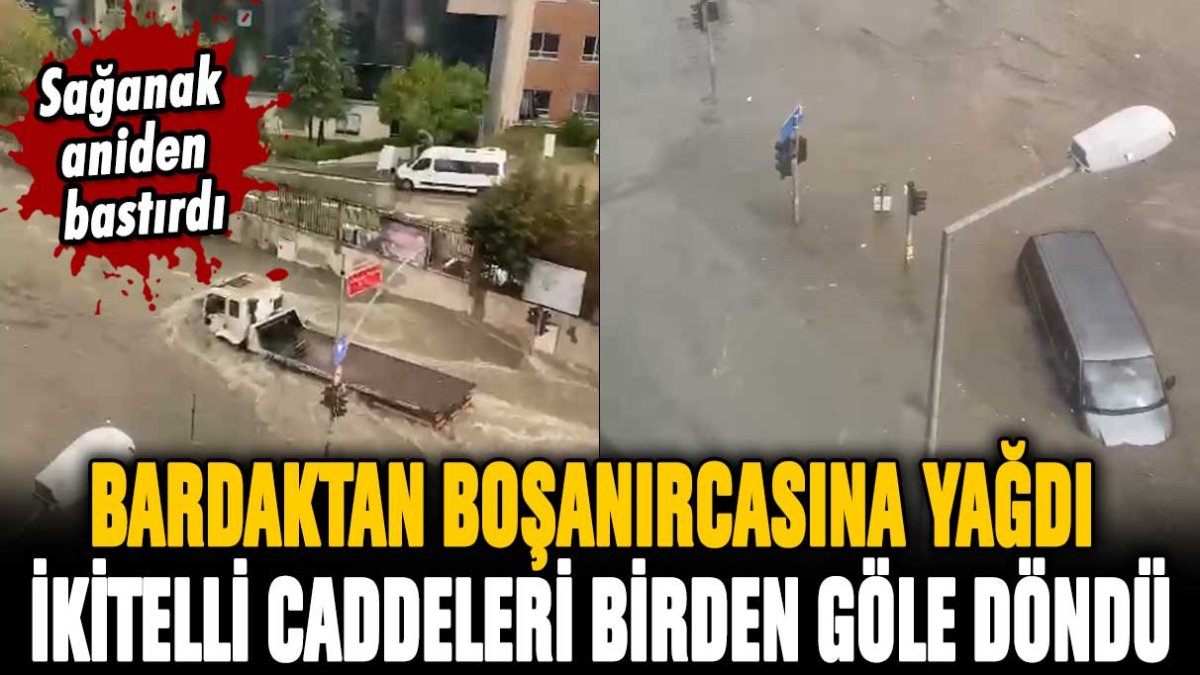 Sağanak aniden bastırdı: İkitelli sokakları göle döndü!