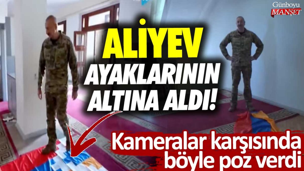 İlham Aliyev ayaklarının altına aldı... Kameralar karşısında böyle poz verdi