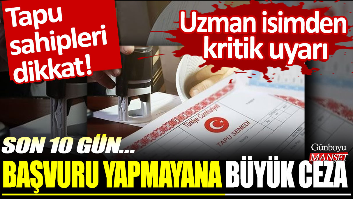 Tapu sahipleri dikkat! Uzman isimden kritik uyarı: Son 10 gün... Başvuru yapmayana büyük ceza