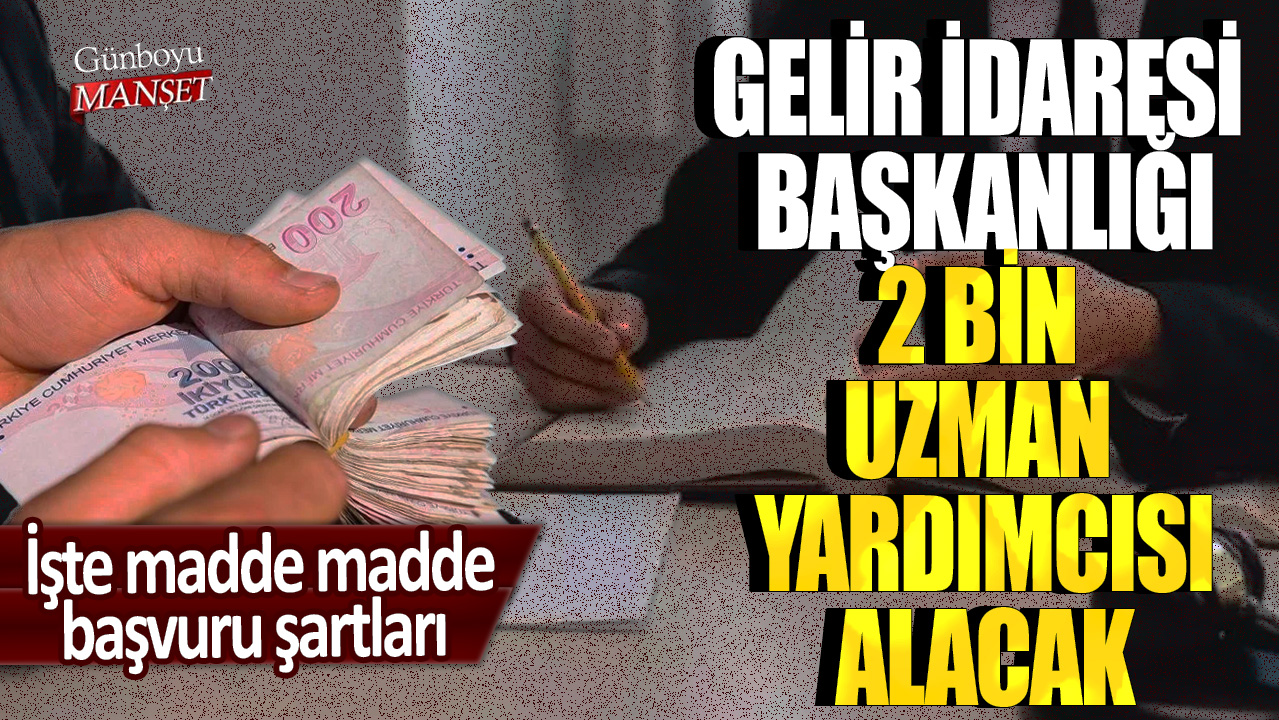 Gelir İdaresi Başkanlığı 2 bin uzman yardımcısı alacak : İşte madde madde başvuru şartları