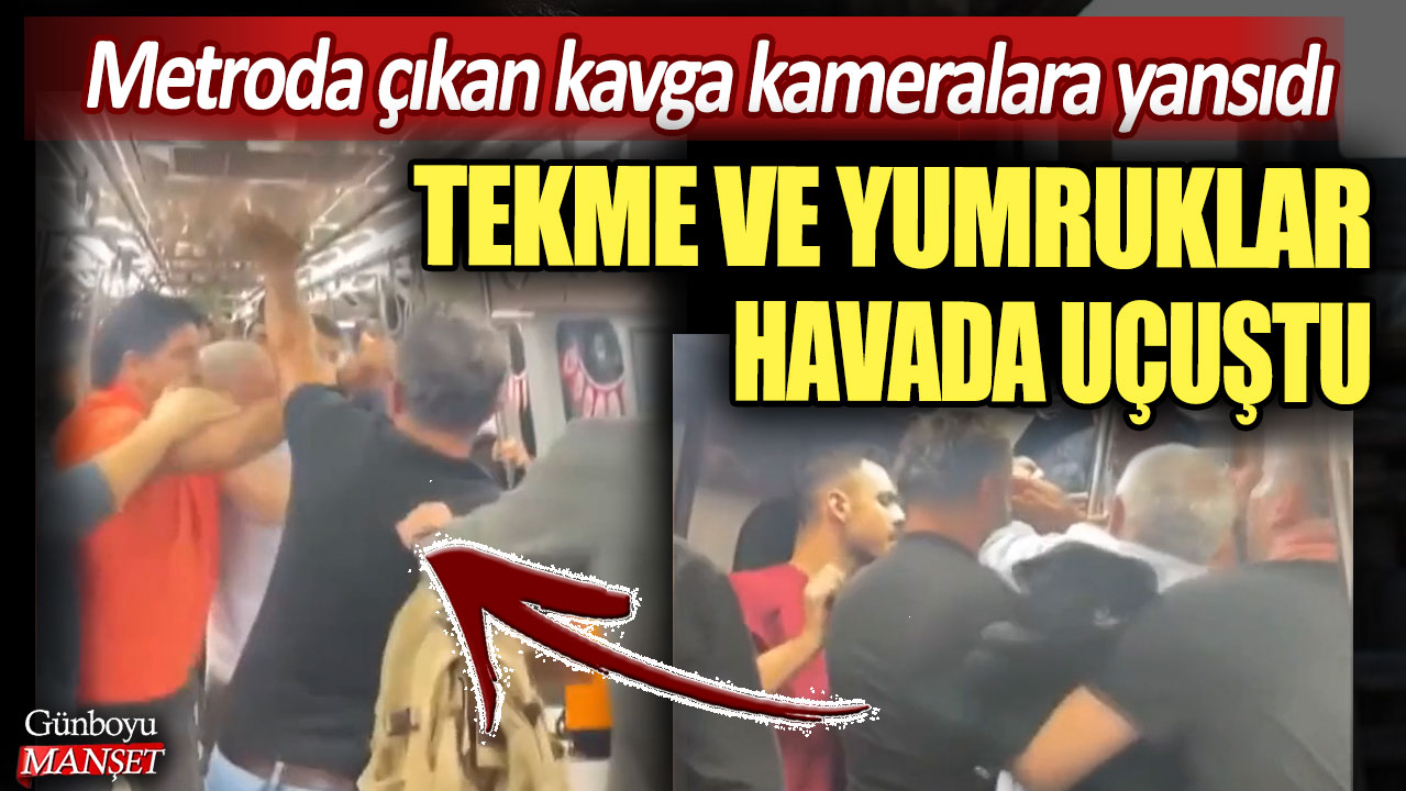 Tekme ve yumruklar havada uçuştu! Metroda çıkan kavga kameralara işte böyle yansıdı