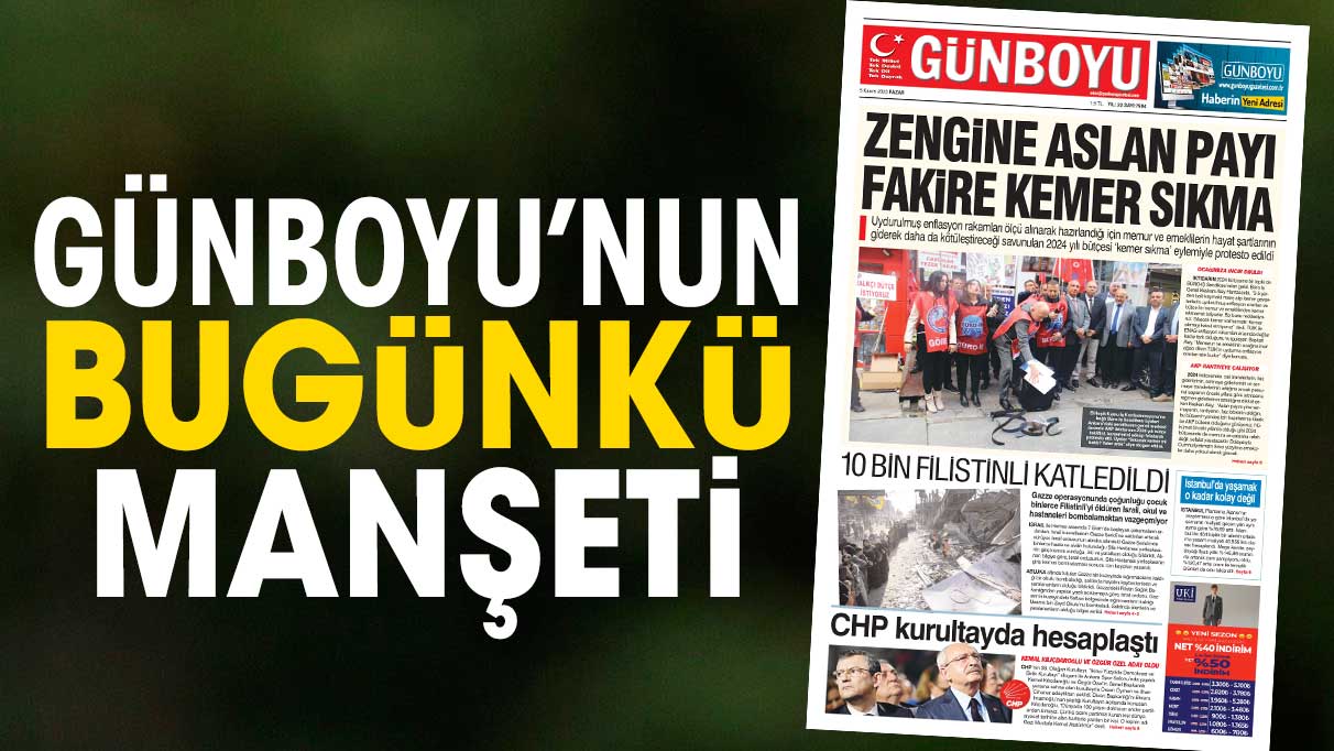 Günboyu Gazetesi'nin bugünkü manşeti