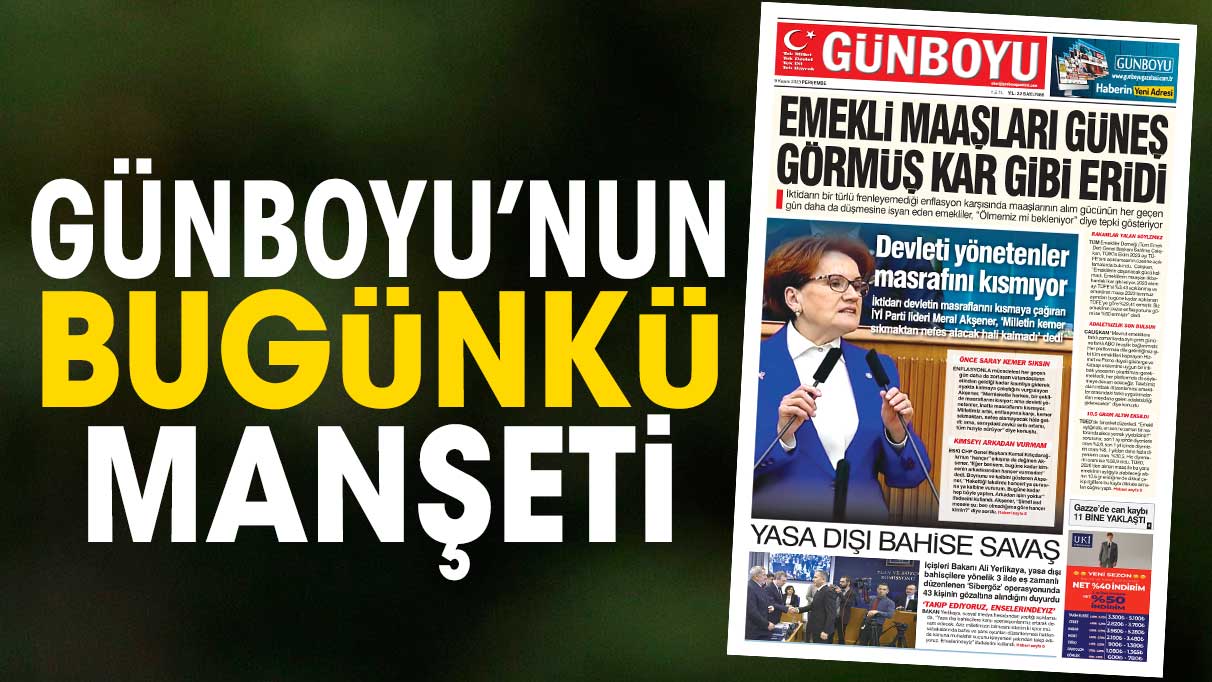 Günboyu Gazetesi'nin bugünkü manşeti