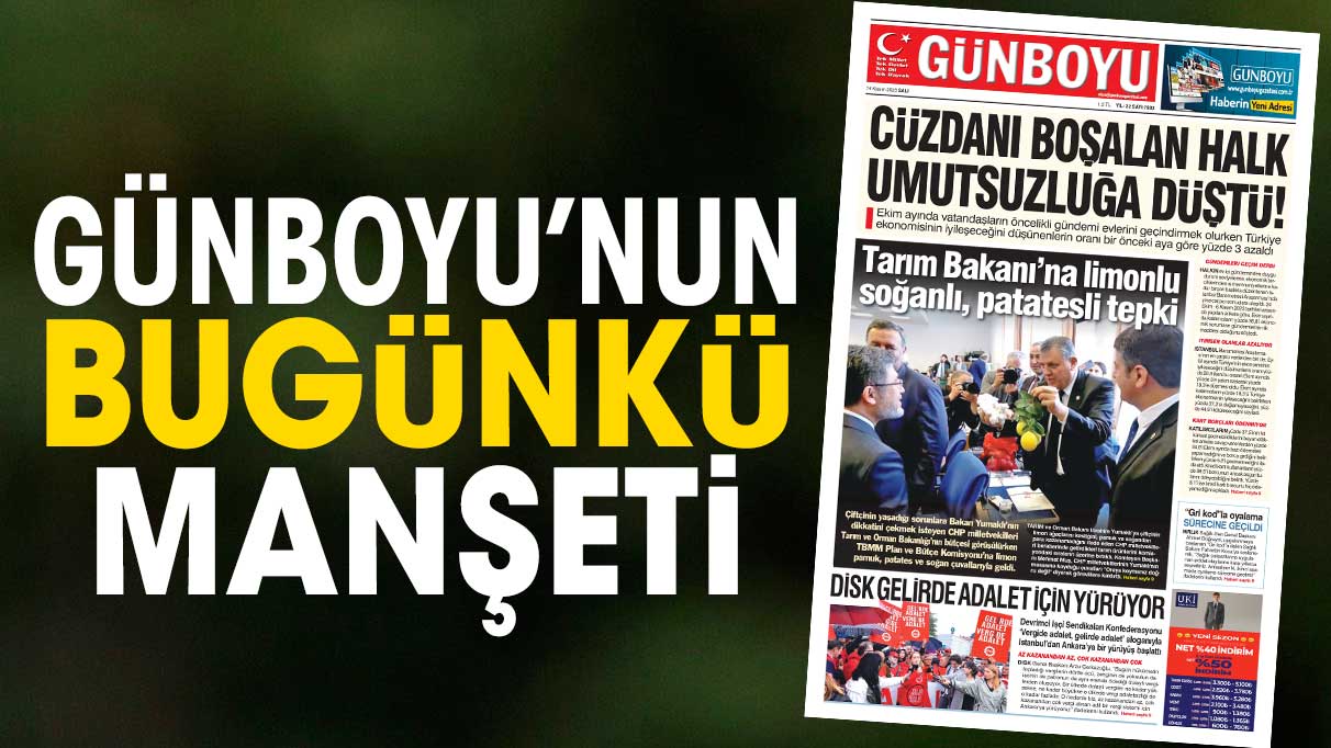 Günboyu Gazetesi'nin bugünkü manşeti