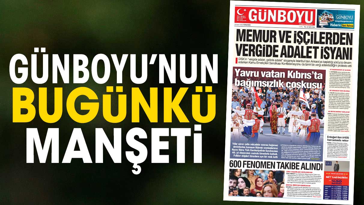 Günboyu Gazetesi'nin bugünkü manşeti