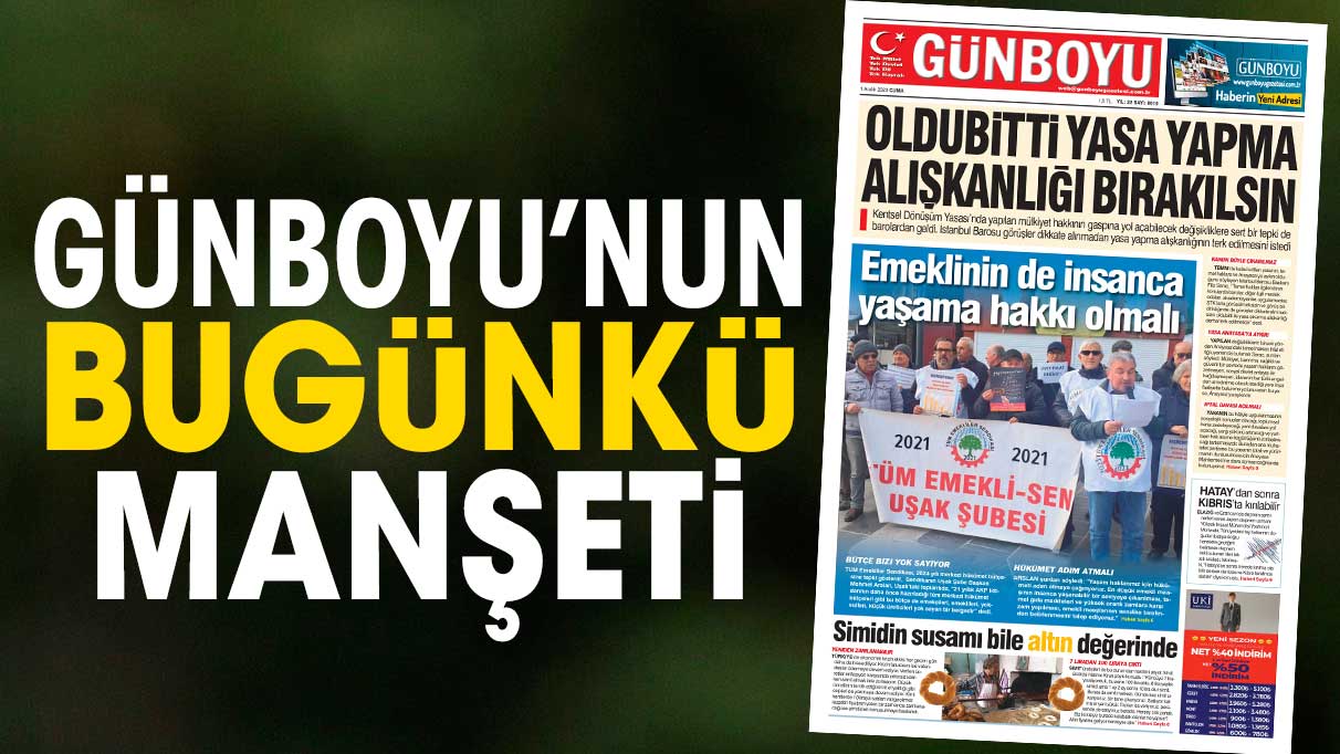 Günboyu Gazetesi'nin bugünkü manşeti