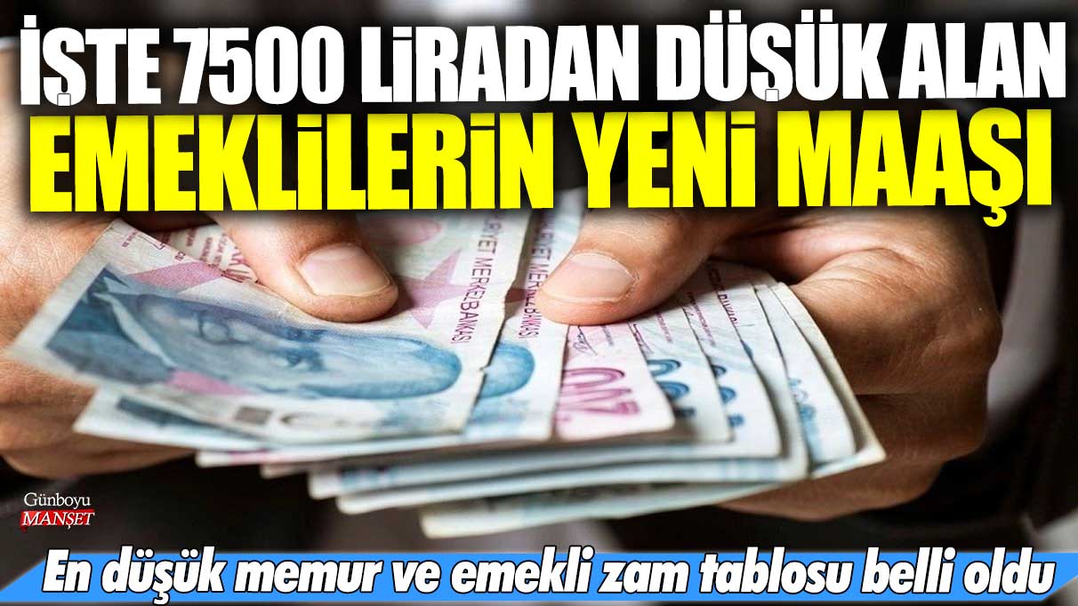 En düşük memur ve emekli zam tablosu belli oldu! 7500 liradan düşük alan emeklilerin yeni maaşı netleşti