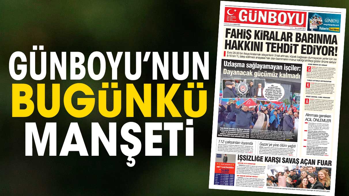 Günboyu Gazetesi'nin bugünkü manşeti