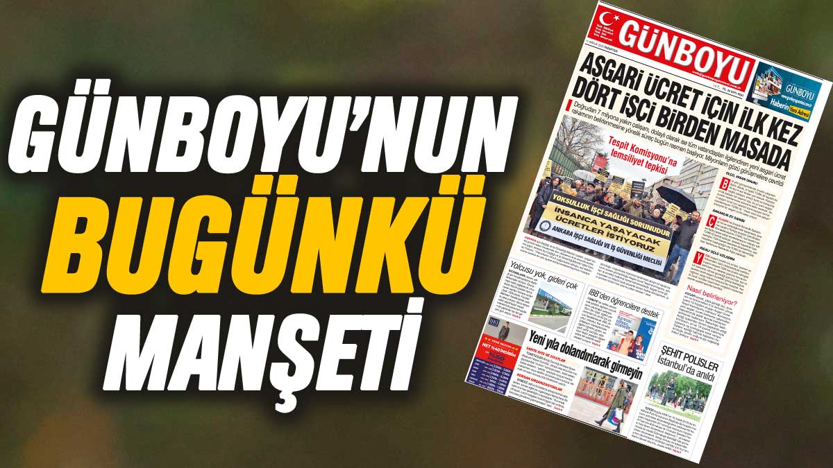 Günboyu Gazetesi'nin bugünkü manşeti