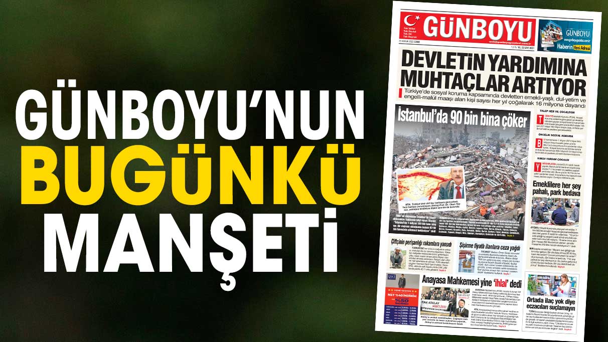 Günboyu Gazetesi'nin bugünkü manşeti