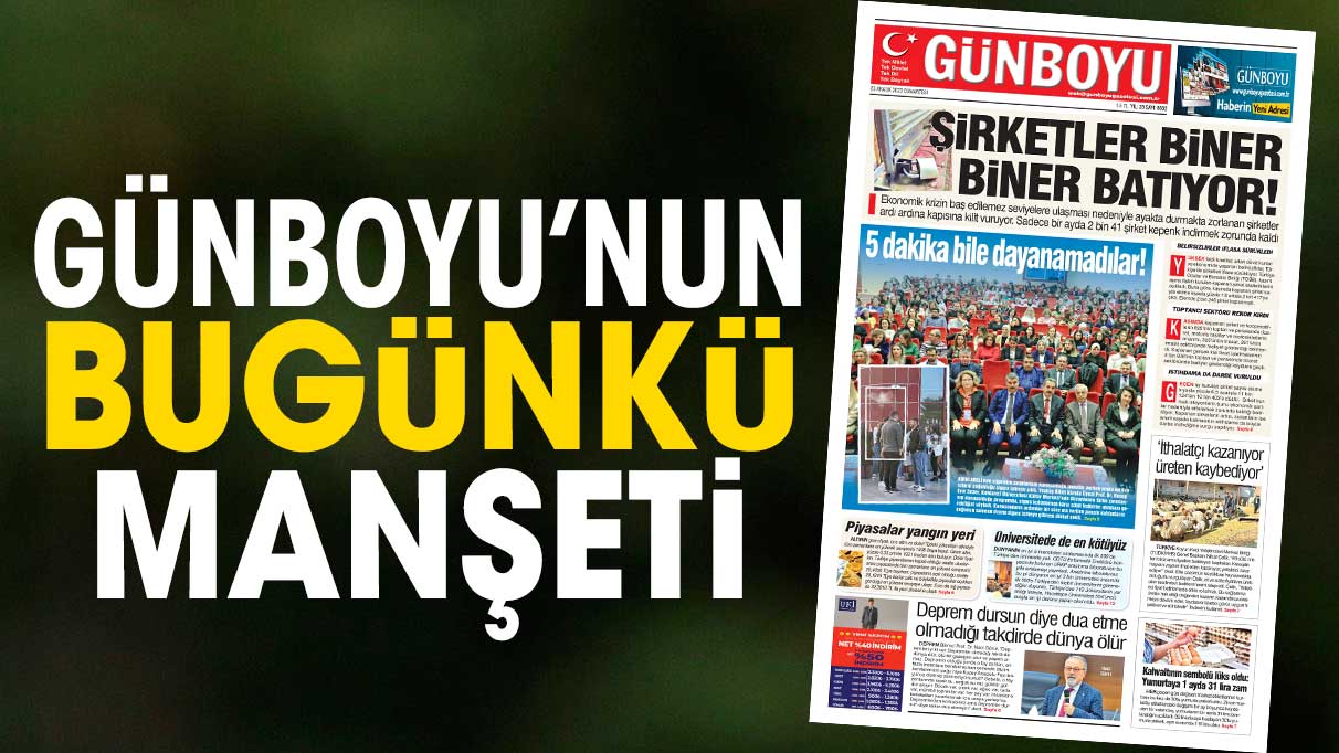 Günboyu Gazetesi'nin bugünkü manşeti