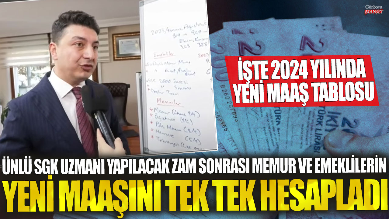 Ünlü SGK uzmanı yapılacak zam sonrası memur ve emeklilerin yeni maaşını tek tek hesapladı! İşte 2024 yılında yeni maaş tablosu