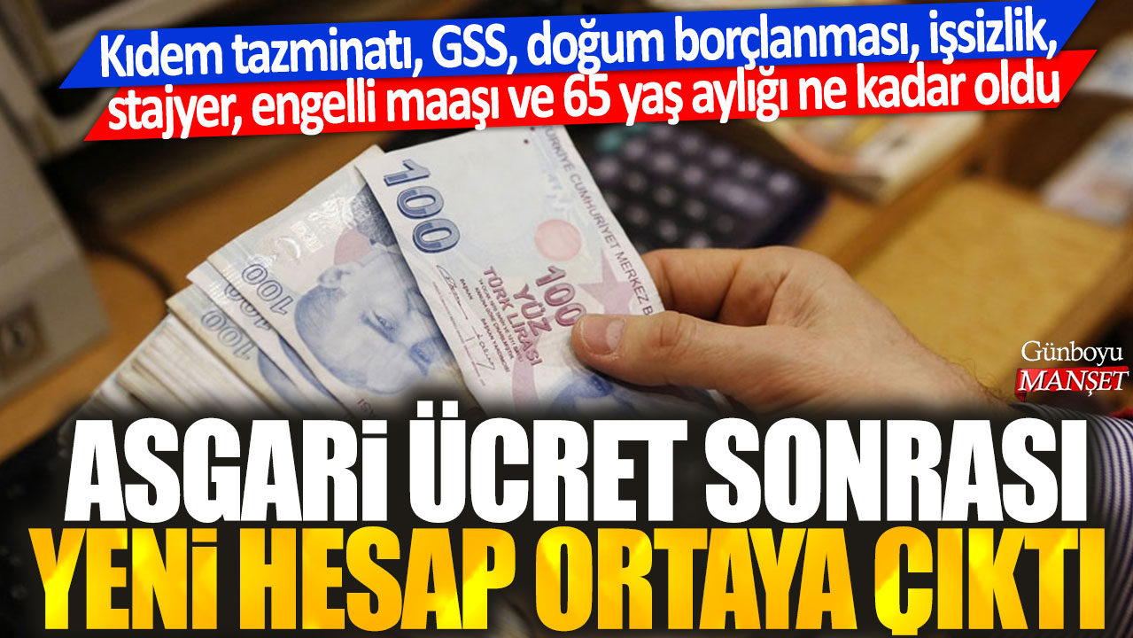 Kıdem tazminatı, GSS, doğum borçlanması, işsizlik, stajyer, engelli maaşı ve 65 yaş aylığı ne kadar oldu? Asgari ücret sonrası yeni hesap ortaya çıktı