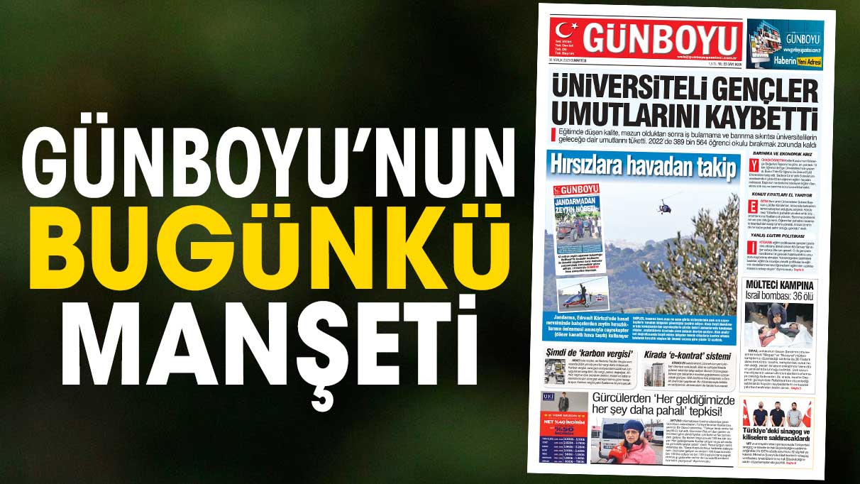 Günboyu Gazetesi'nin bugünkü manşeti