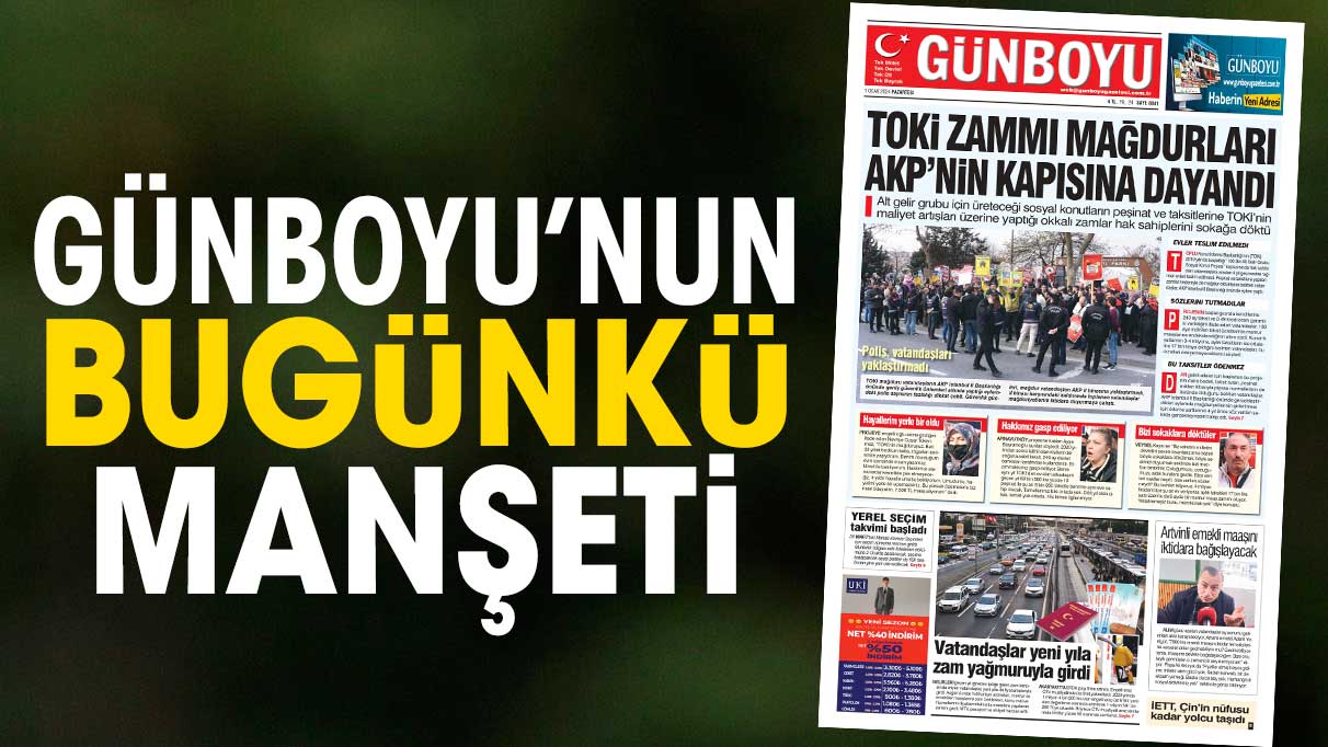 Günboyu Gazetesi'nin bugünkü manşeti