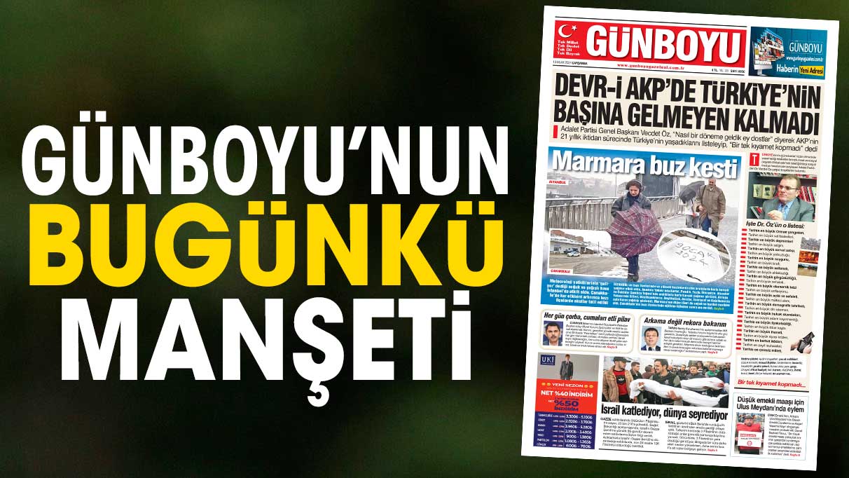 Günboyu Gazetesi'nin bugünkü manşeti