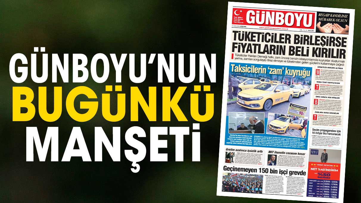 Günboyu Gazetesi'nin bugünkü manşeti