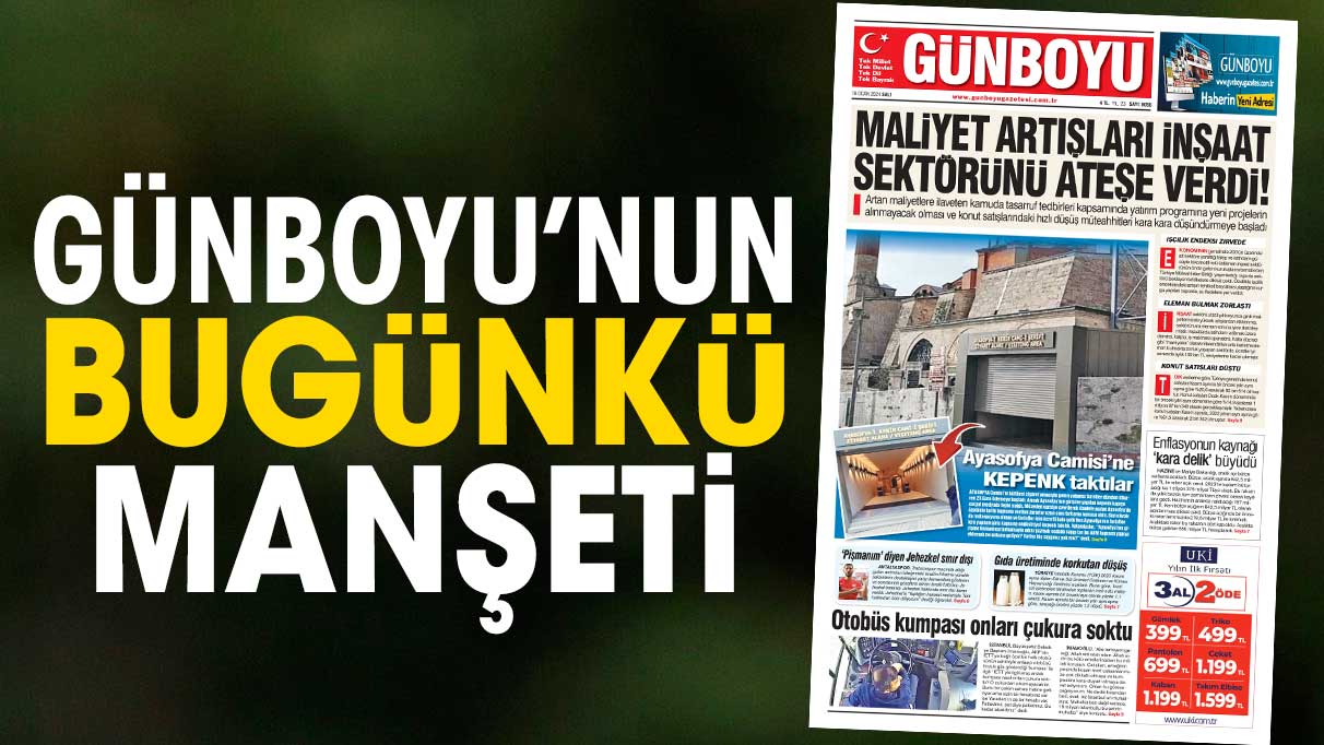 Günboyu Gazetesi'nin bugünkü manşeti