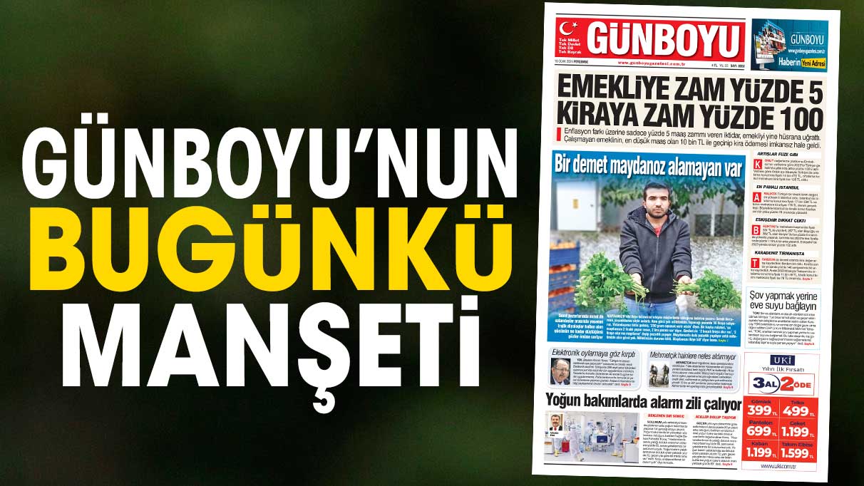 Günboyu Gazetesi'nin bugünkü manşeti