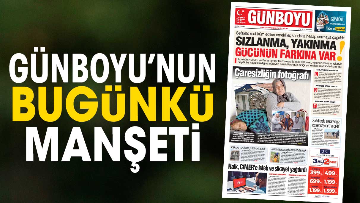 Günboyu Gazetesi'nin bugünkü manşeti