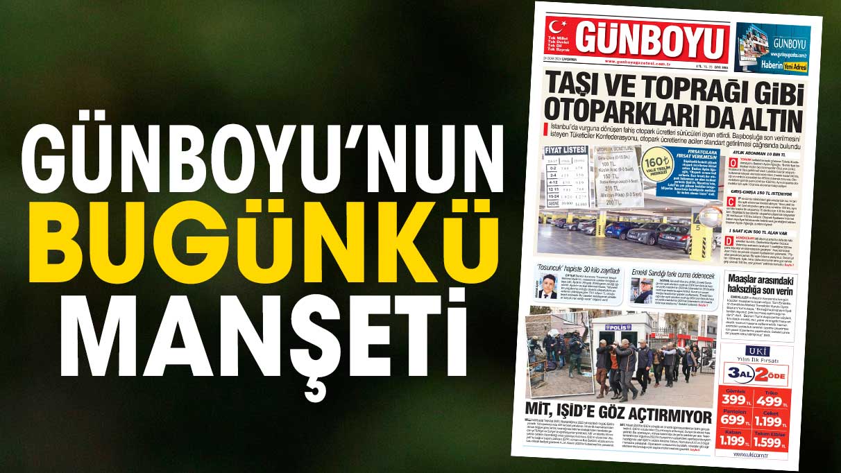 Günboyu Gazetesi'nin bugünkü manşeti