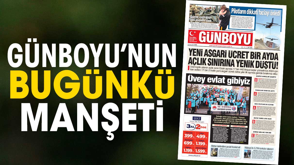 Günboyu Gazetesi'nin bugünkü manşeti