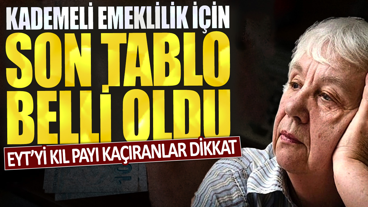 EYT’yi kıl payı kaçıranlar dikkat: Kademeli emeklilik için son tablo belli oldu