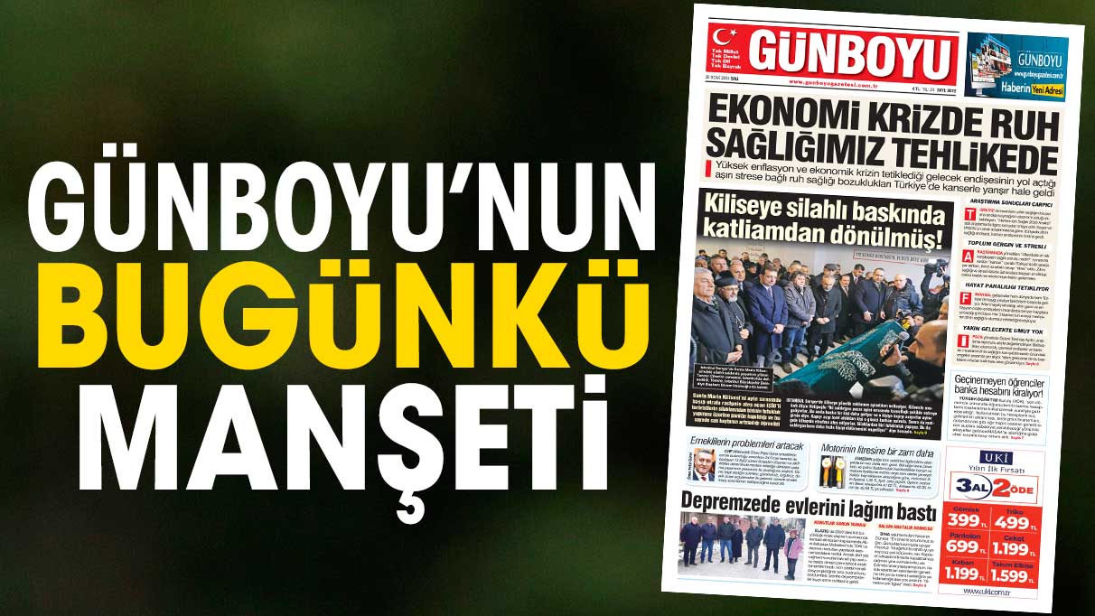 Günboyu Gazetesi'nin bugünkü manşeti