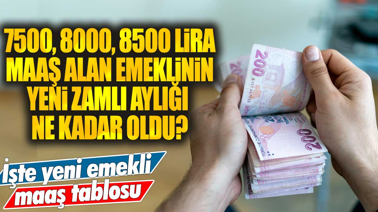 7500, 7750, 8000, 8250, 8500 lira maaş alan emeklinin yeni zamlı aylığı ne kadar oldu? İşte yeni emekli maaş tablosu