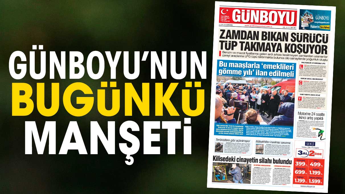 Günboyu Gazetesi'nin bugünkü manşeti