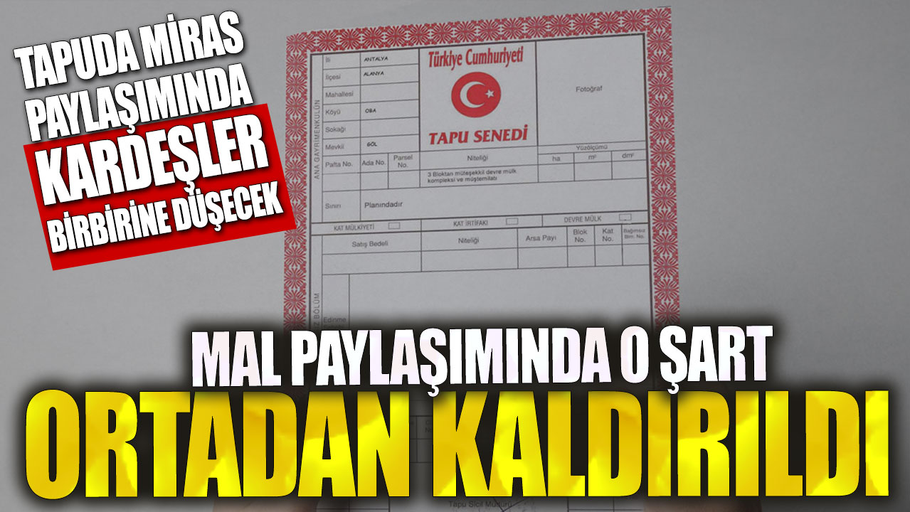 Mal paylaşımında o şart ortadan kaldırıldı! Tapuda miras paylaşımında kardeşler birbirine düşecek