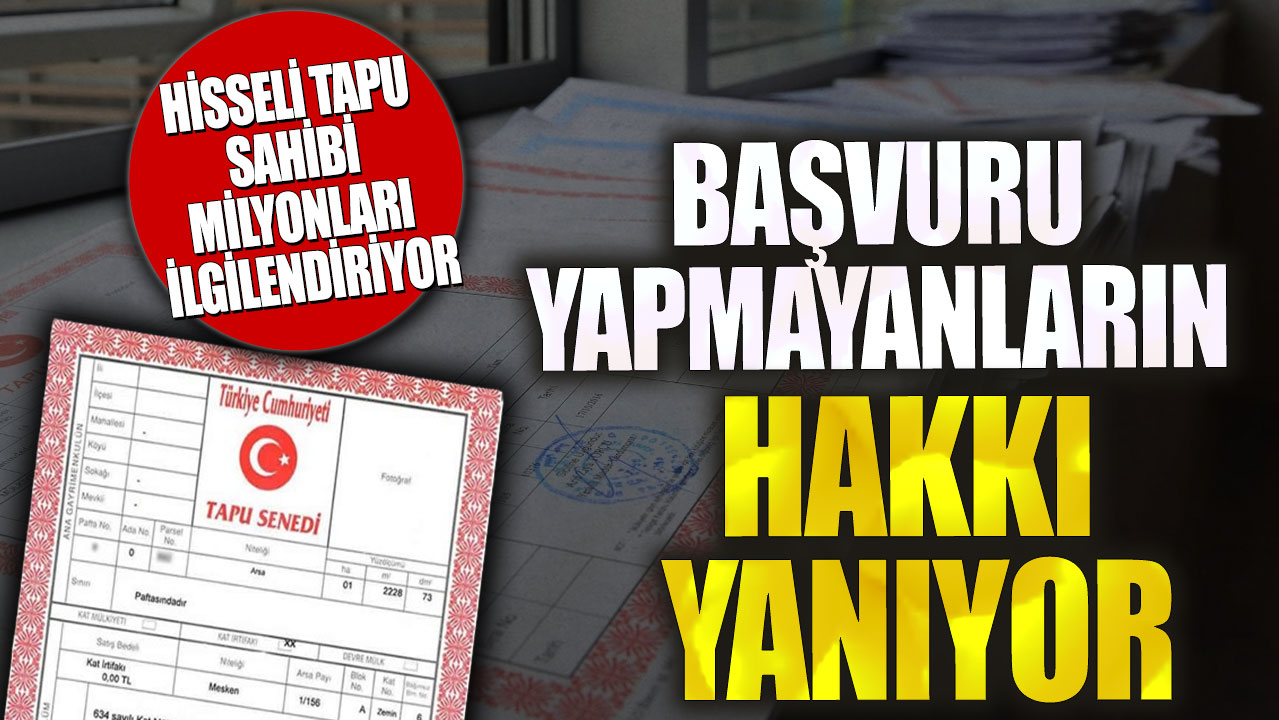 Hisseli tapu sahibi milyonları ilgilendiriyor! Başvuru yapmayanların hakkı yanıyor