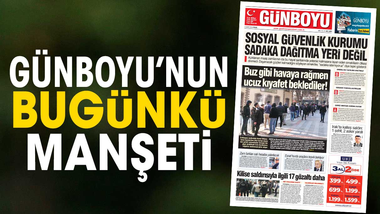 Günboyu Gazetesi'nin bugünkü manşeti