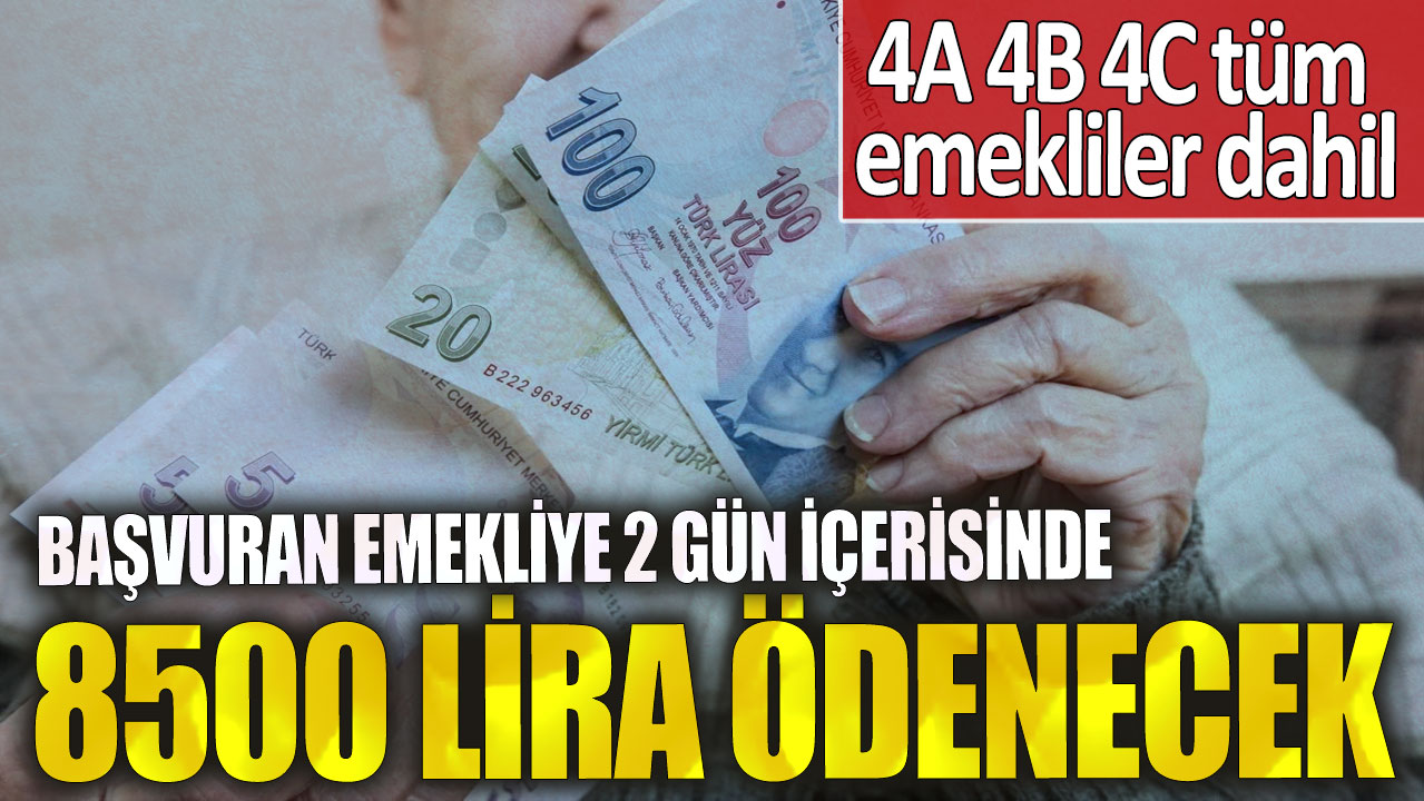 Başvuran emekliye 2 gün içerisinde 8500 lira ödenecek! 4A,4B,4C bütün emekliler dahil