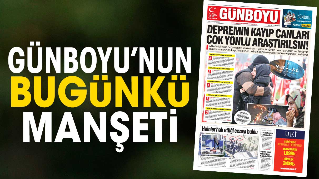 Günboyu Gazetesi'nin bugünkü manşeti