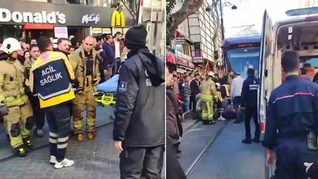 Son dakika... Sultanahmet'te tramvay yayaya çarptı! Seferler durdu