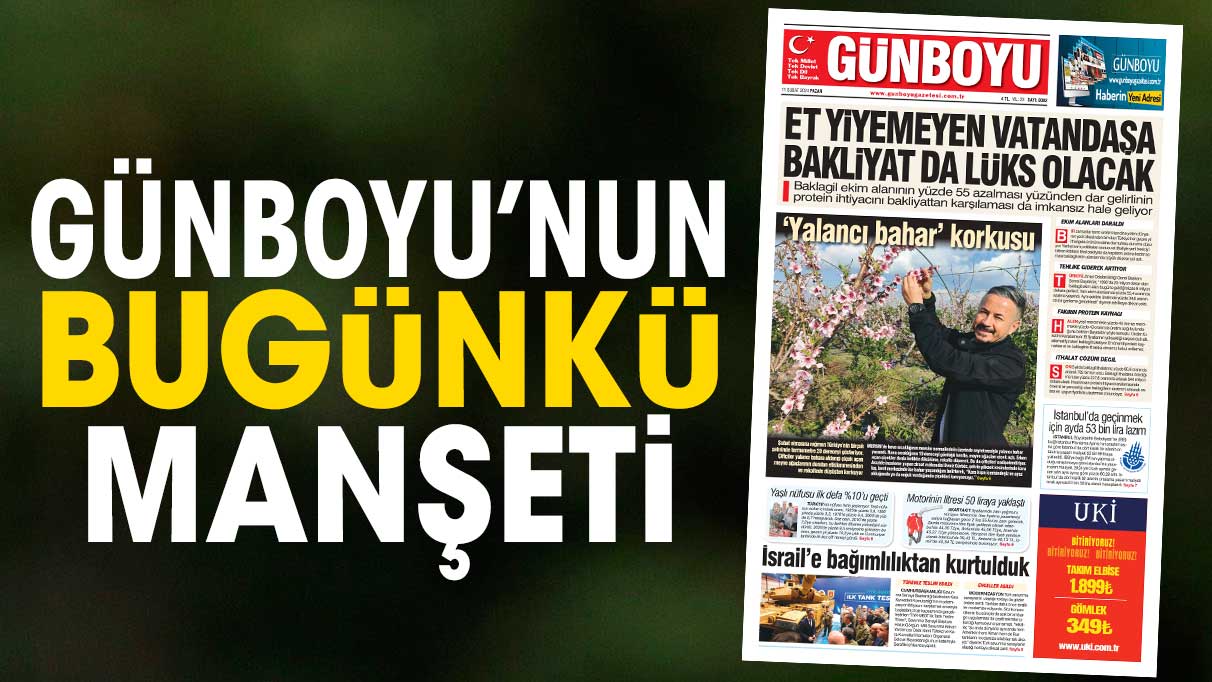 Günboyu Gazetesi'nin bugünkü manşeti