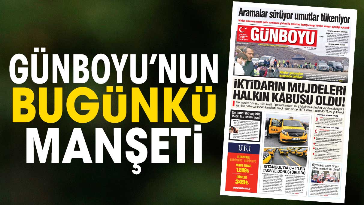 Günboyu Gazetesi'nin bugünkü manşeti