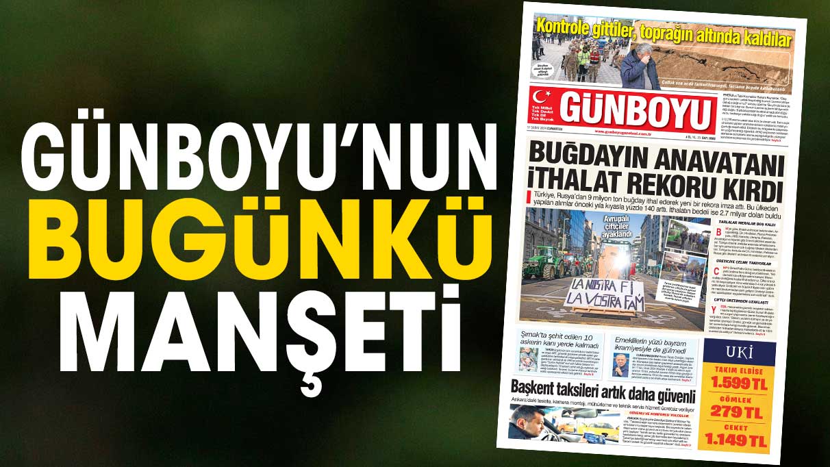 Günboyu Gazetesi'nin bugünkü manşeti