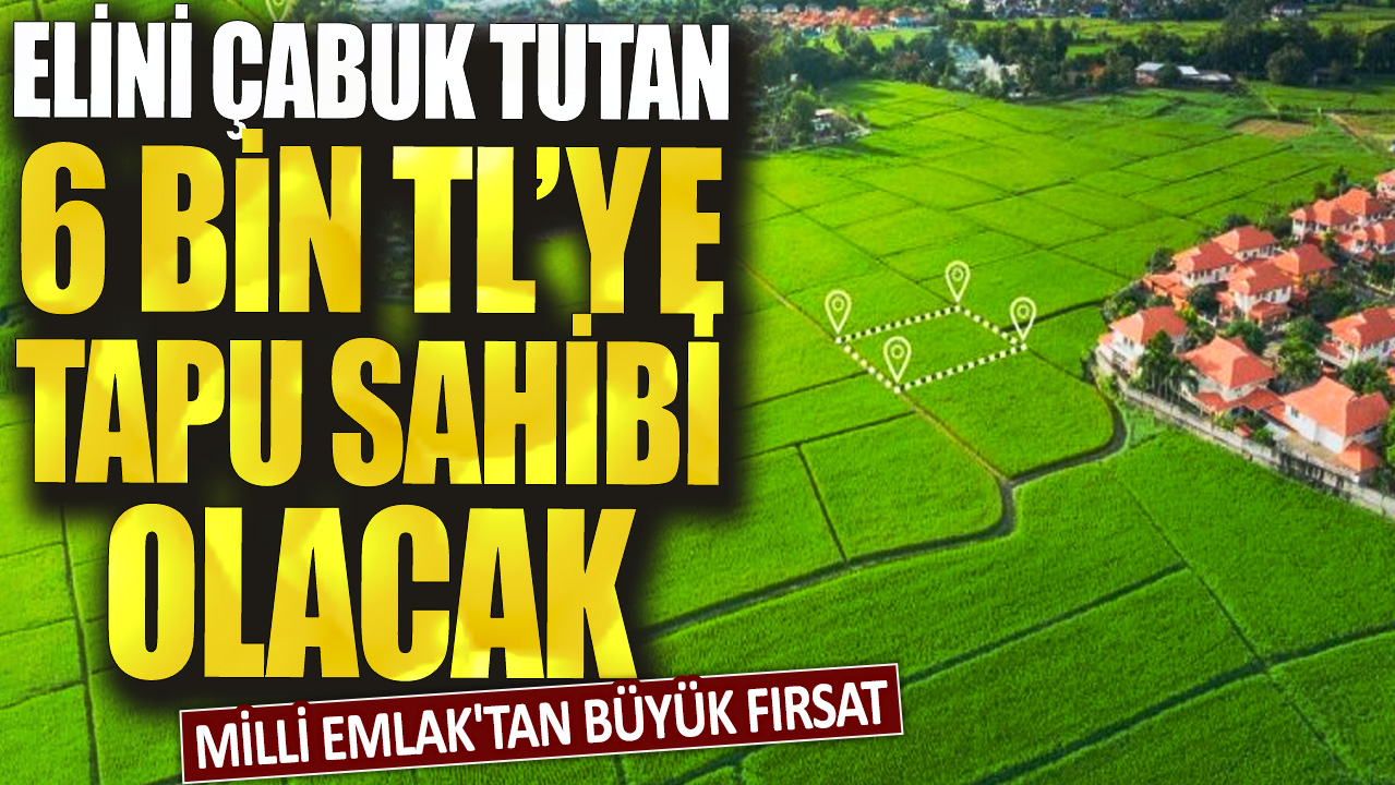 Milli Emlak'tan büyük fırsat: Elini çabuk tutan 6 bin TL'ye tapu sahibi olacak