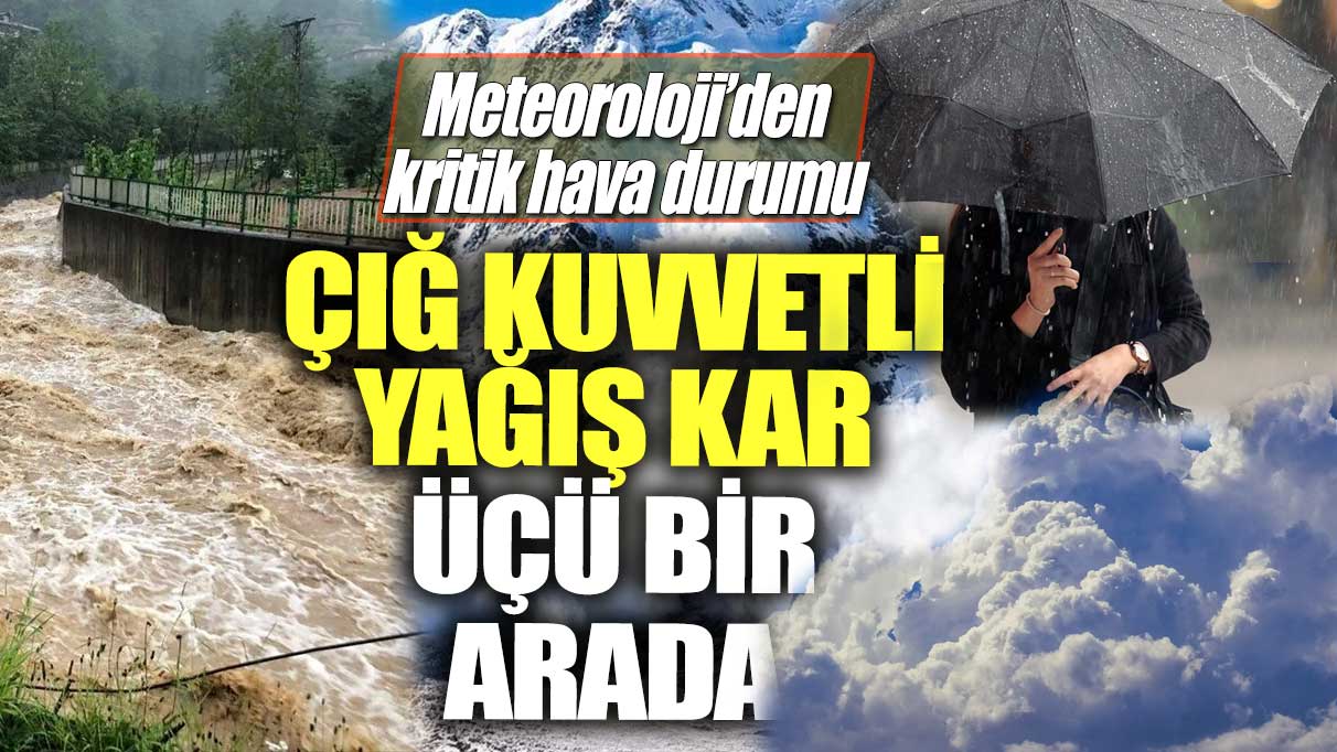 Meteoroloji'den kritik hava durumu! Çığ, kuvvetli yağış, kar üçü bir arada