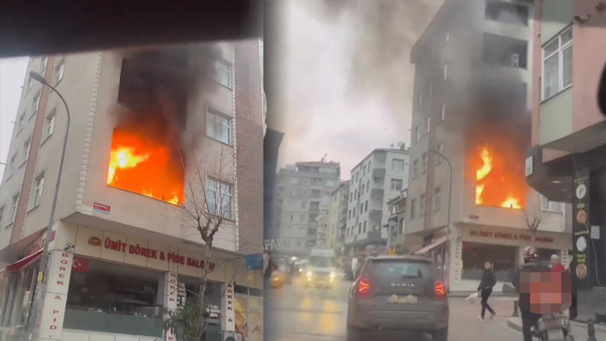 Pendik’te korku dolu anlar: Dairede çıkan yangında tüp patladı