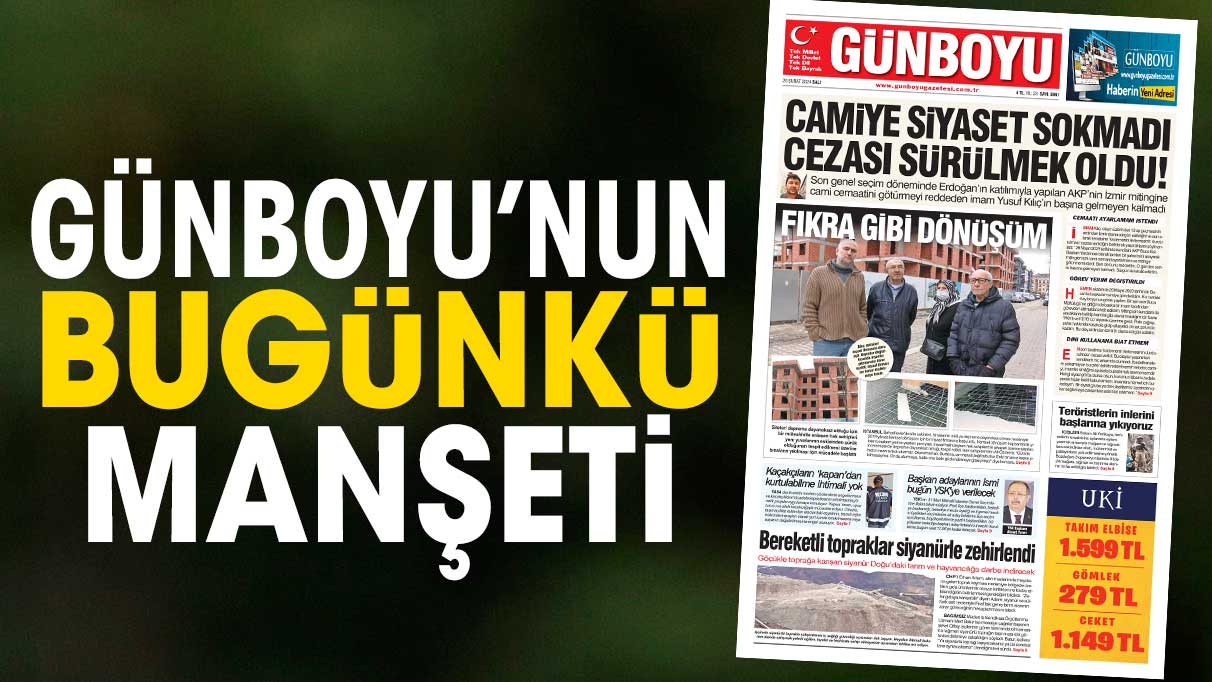 Günboyu Gazetesi'nin bugünkü manşeti