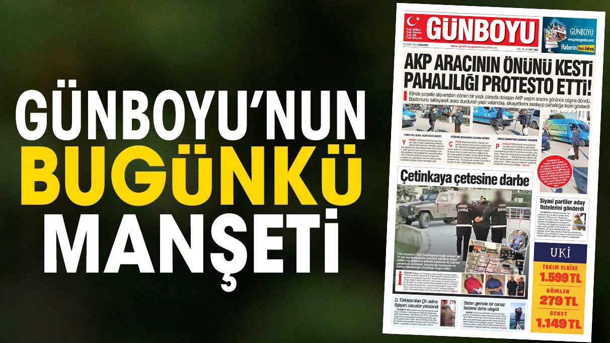 Günboyu Gazetesi'nin bugünkü manşeti